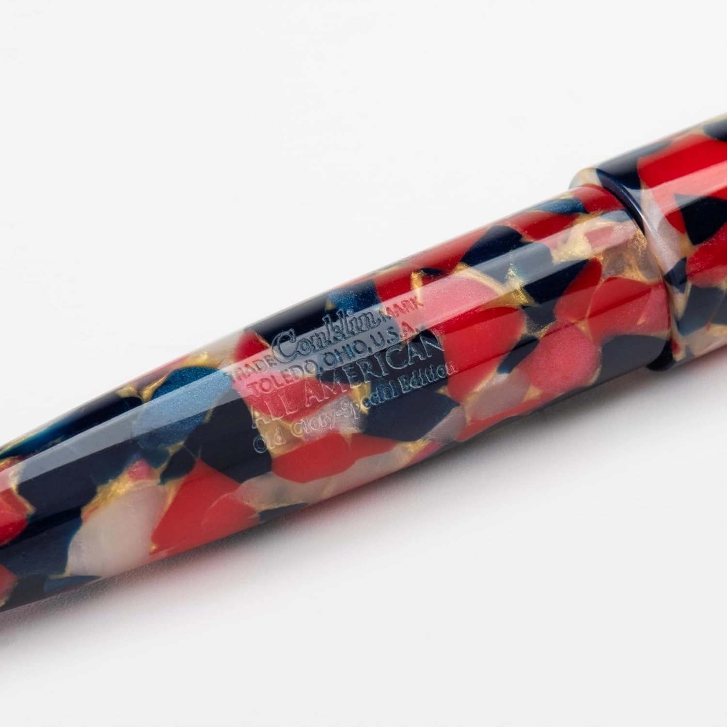 Conklin All American Fountain Pen in Old Glory – Medium Nib, Patriotic Red, White & Blue Design – Ideal Gift for Professionals & Pen Collectors