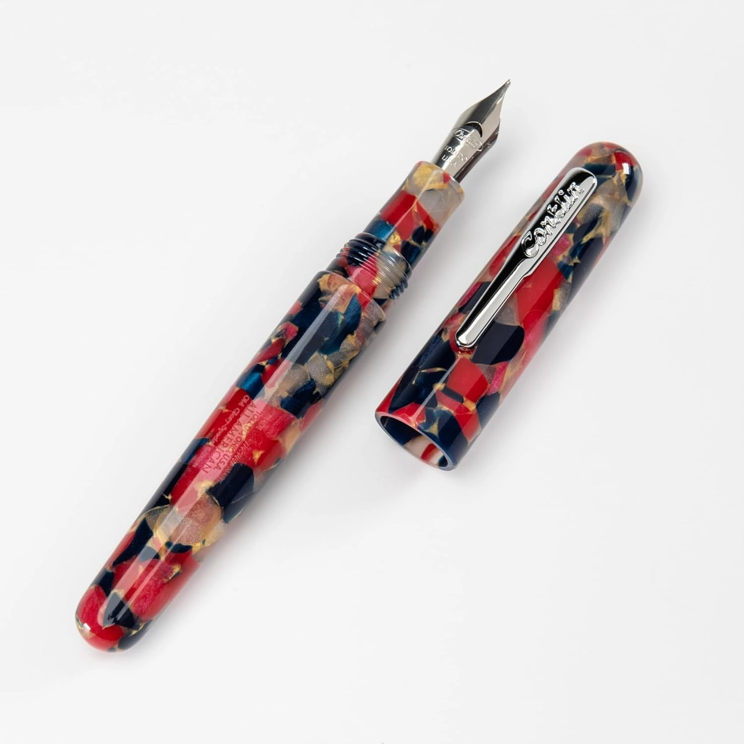 Conklin All American Fountain Pen in Old Glory – Medium Nib, Patriotic Red, White & Blue Design – Ideal Gift for Professionals & Pen Collectors
