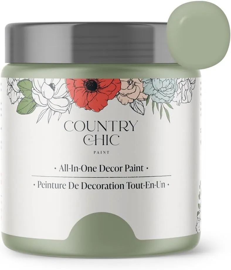 Country Chic All-in-One Chalk Paint for Furniture, Cabinets, Home Decor, Eco-Friendly, Matte Finish, Built-In Primer & Top Coat for Wood, Metal - Sage Advice (sage Green) - 8 oz (237 ml)