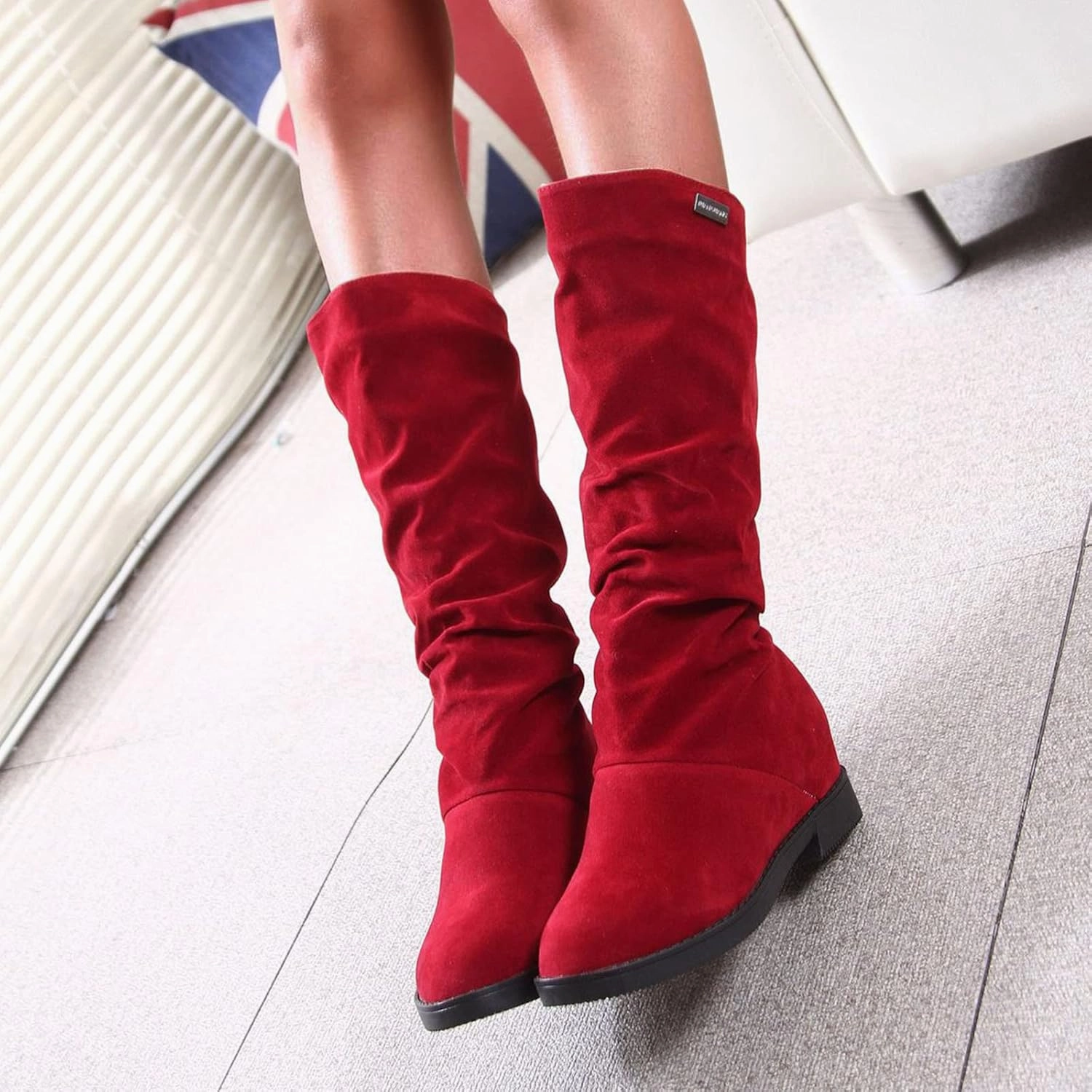 Cowboy Boots for Women Suede Wide Calf Cowgirl Boots Wide Calf Knee High Boots Classic Winter Autumn Warm Boots