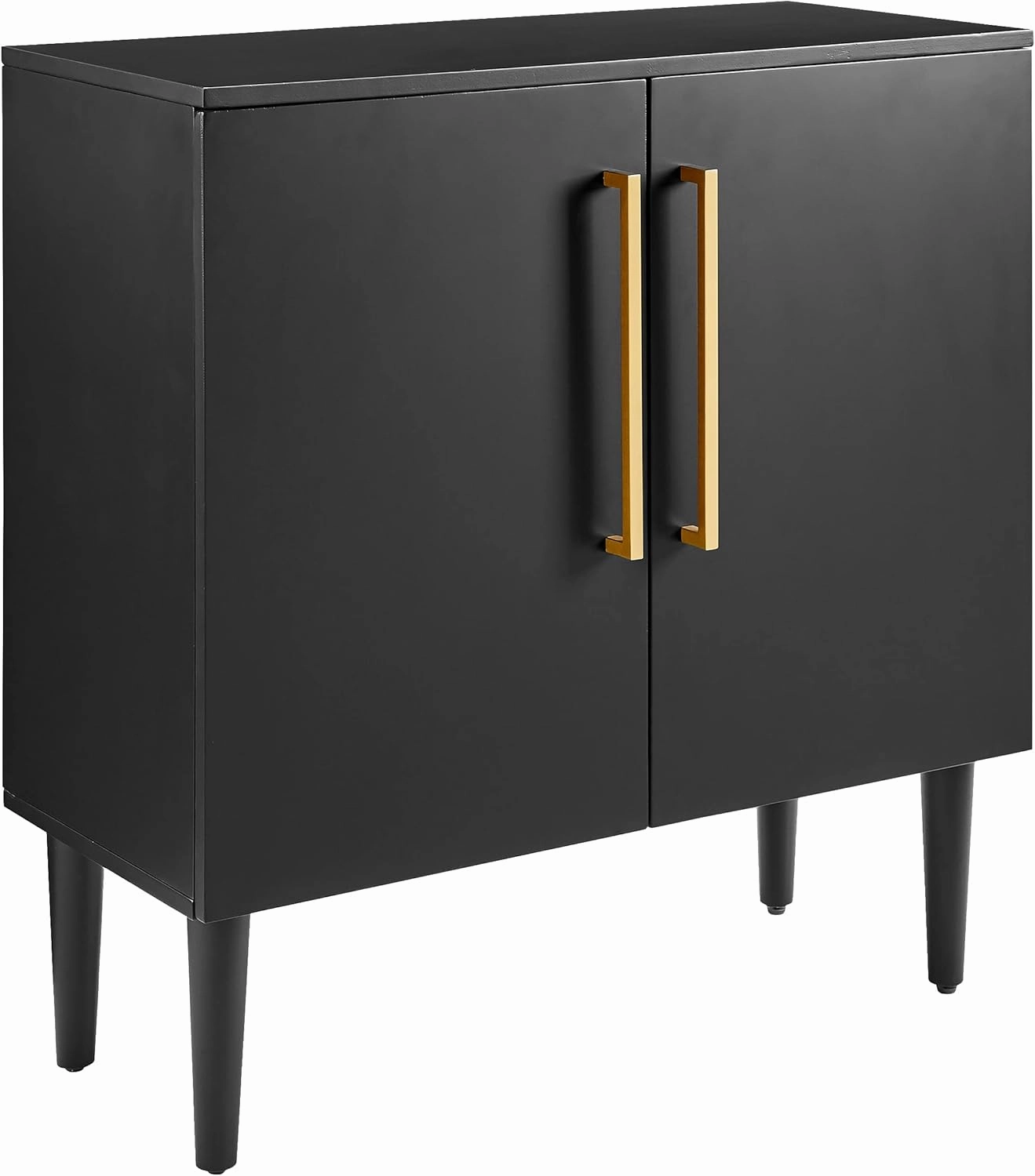 Crosley Furniture Everett Accent Storage Cabinet, Record Player Stand, Vinyl Records Holder, Matte Black