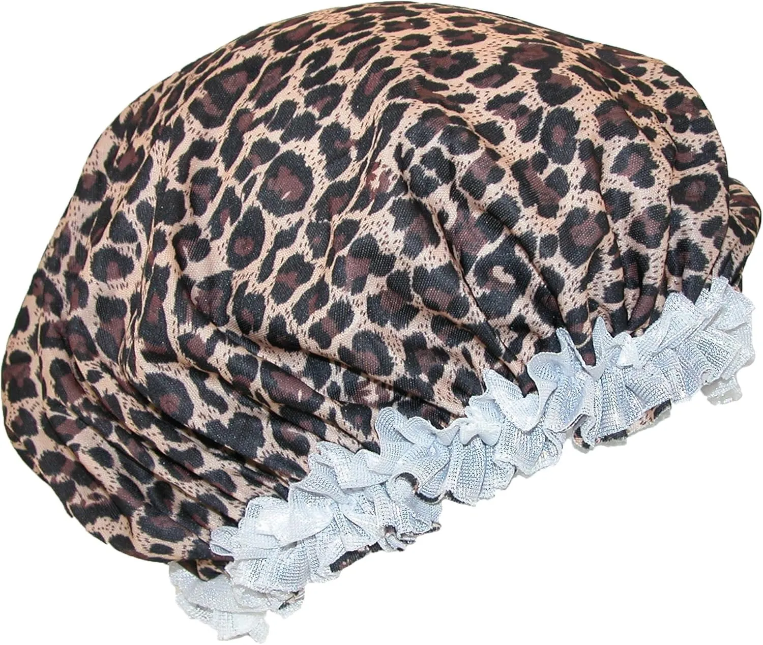 CTM® Women's Satin Leopard Hair Roller Sleep Cap Cover
