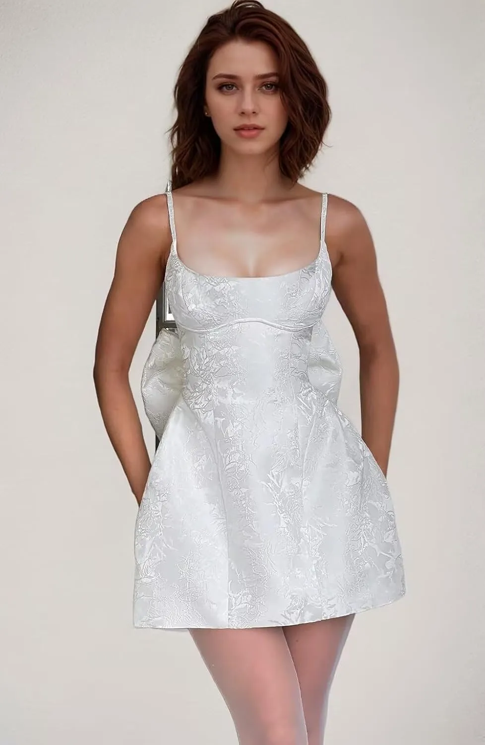 Cudiew Satin Jacquard Homecoming Dress with Bow for Teens A Line Short Bridal Dress Mini Weddingl Dress 2024