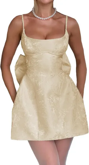 Cudiew Satin Jacquard Homecoming Dress with Bow for Teens A Line Short Bridal Dress Mini Weddingl Dress 2024