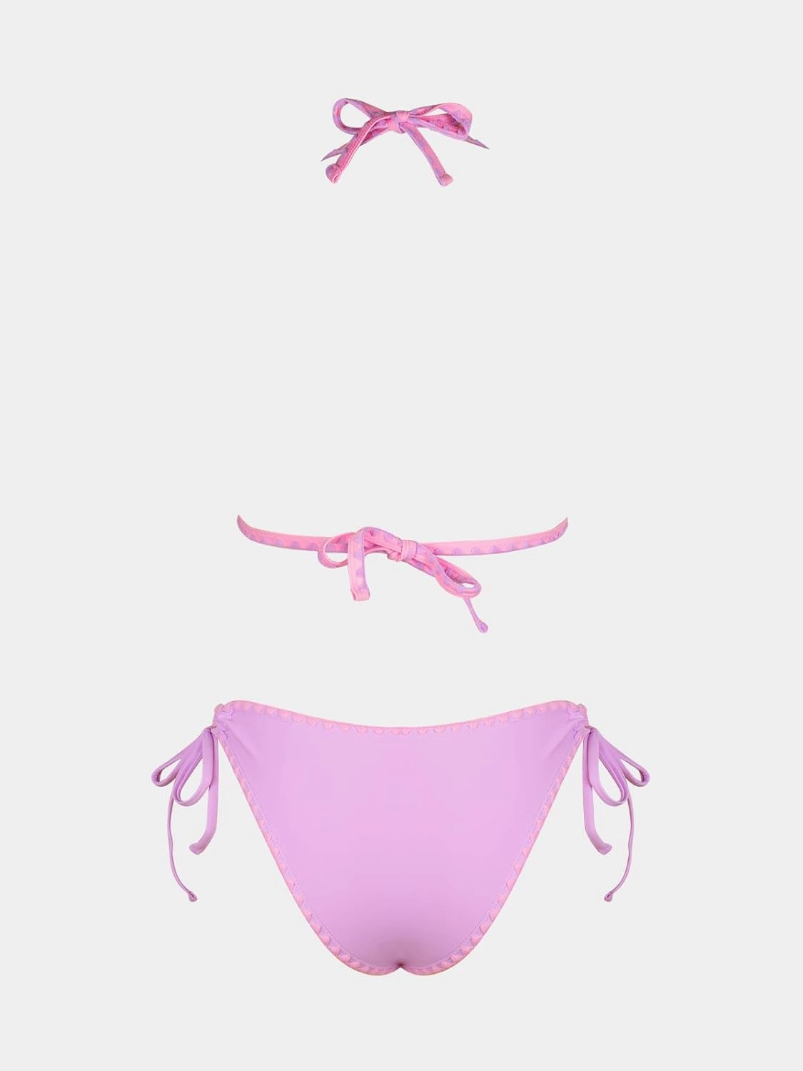 CUPSHE Women's Bikini Sets Halter Plunging Neck Tie Back Color Block Bathing Suit Adjustable Straps Side Drawstring