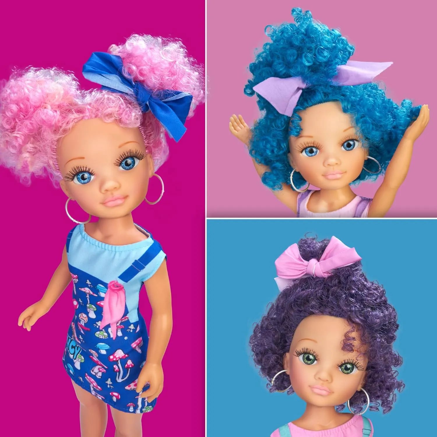 Curly Power Fashion Doll with Pink Hair, 16" Doll