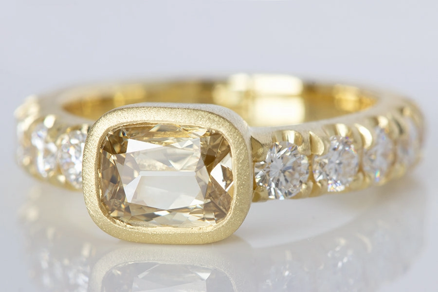 Cushion Cut Champagne Diamond Solitaire