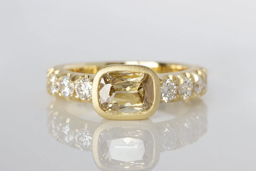 Cushion Cut Champagne Diamond Solitaire