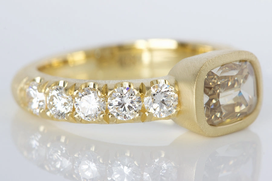 Cushion Cut Champagne Diamond Solitaire
