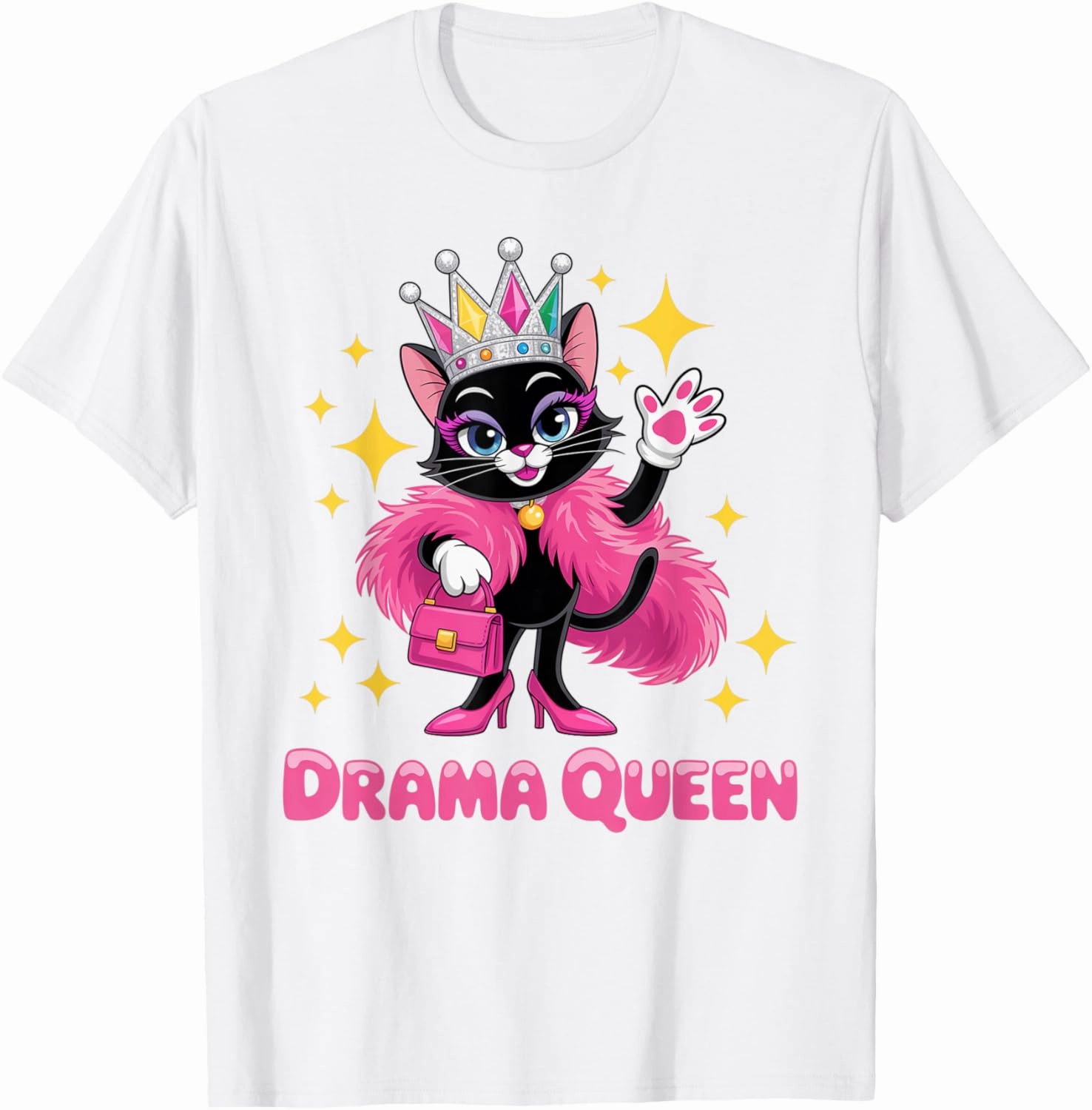 Cute Black Cat Princess Drama Queen Funny Sarcastic Attitude T-Shirt