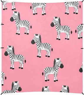 Cute Zebras Print Pink Beach Canopy Tent Sun Shade Outdoor Patio Aesthetic Sand Camping Sun Shelter Windproof with Anchor Poles Easy up 9.2 × 10.5 FT