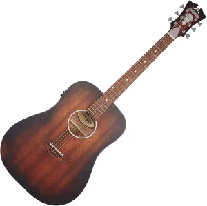 D'Angelico Electro 6 String Acoustic-Electric Guitar, Right, Aged Mahogany (DAPLSD300AGDCP)