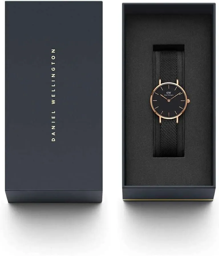 Daniel Wellington Petite Ashfield Watch, Matte Black Mesh Bracelet