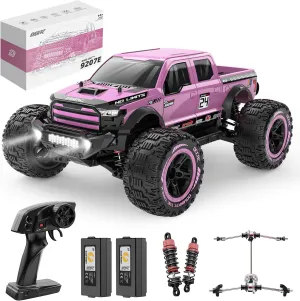DEERC 1:10 Fast RC Cars for Adults, 4X4 High Speed RC Truck Crawler, 48 KM/H, Pink All Terrain Hobby Remote Control Monster Truck with 2 Modular Batteries, Toy Vehicle Gift for Kids