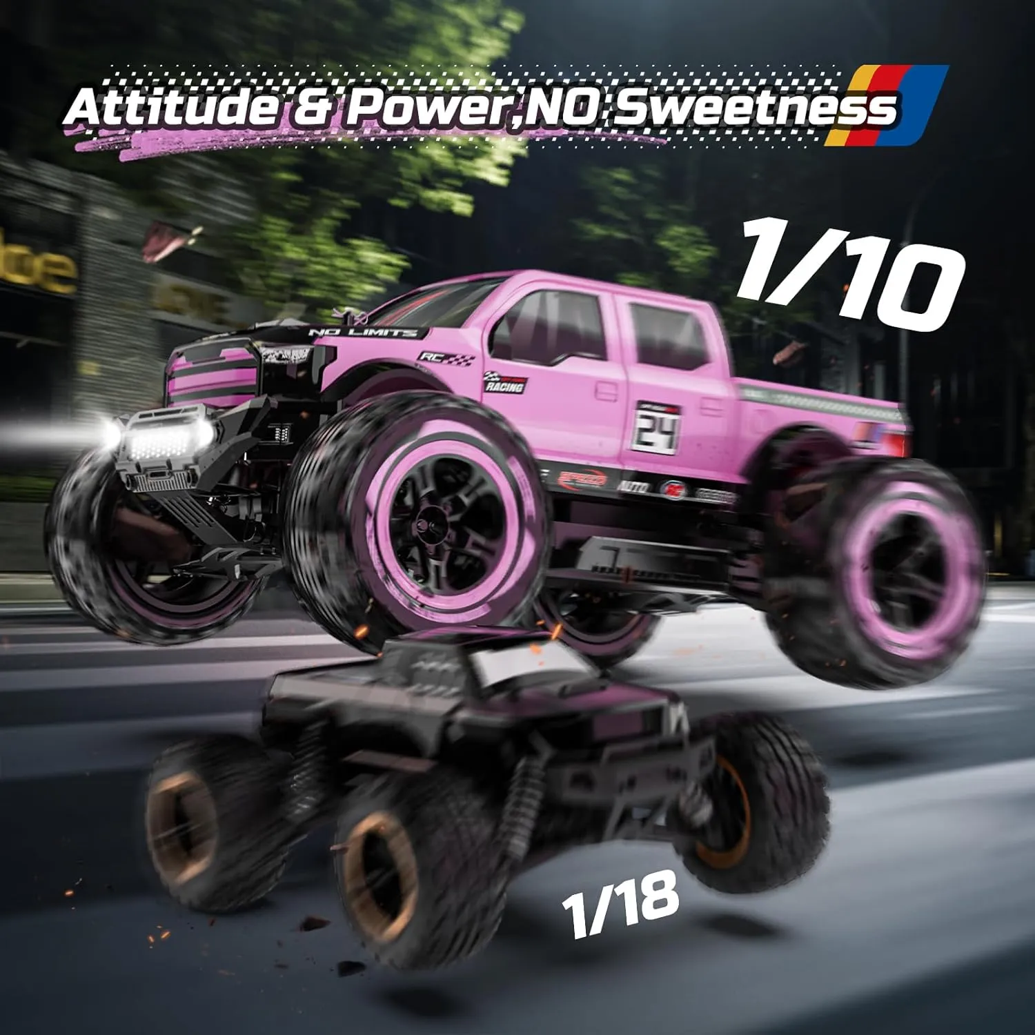 DEERC 1:10 Fast RC Cars for Adults, 4X4 High Speed RC Truck Crawler, 48 KM/H, Pink All Terrain Hobby Remote Control Monster Truck with 2 Modular Batteries, Toy Vehicle Gift for Kids