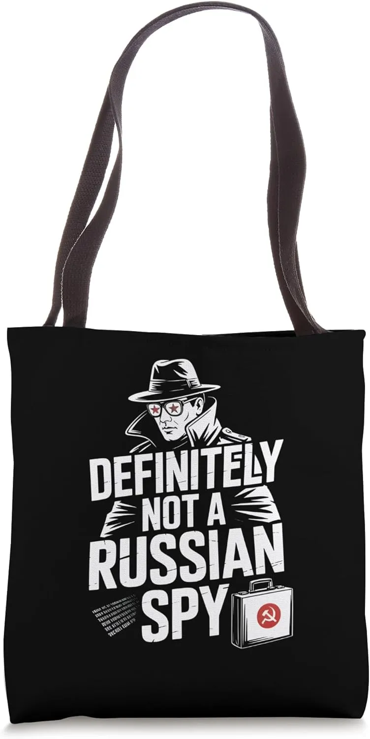 Definitely Not a Russian Spy Funny Trench Coat Halloween Tote Bag