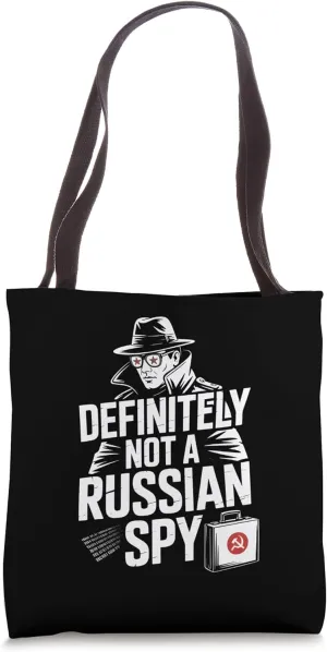 Definitely Not a Russian Spy Funny Trench Coat Halloween Tote Bag