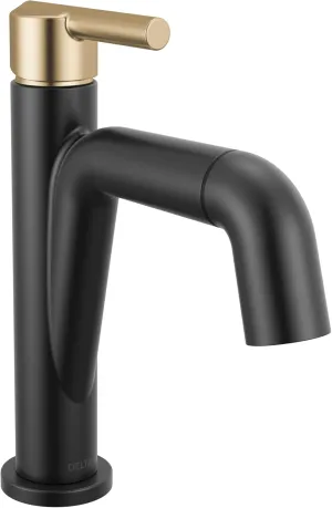 Delta 15849LF-PD Nicoli 1.2 GPM Single Hole Bathroom Faucet with Pull Down Spout and Push Pop-Up Drain Assembly - Matte Black/Champagne Bronze
