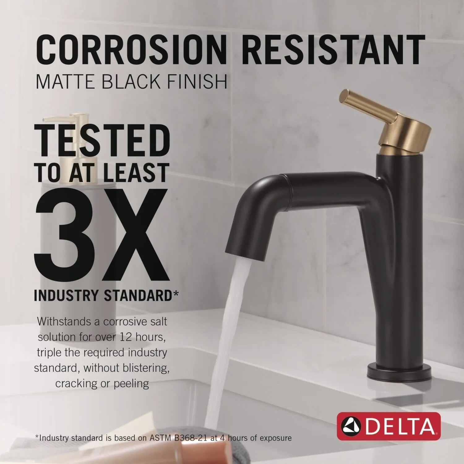 Delta 15849LF-PD Nicoli 1.2 GPM Single Hole Bathroom Faucet with Pull Down Spout and Push Pop-Up Drain Assembly - Matte Black/Champagne Bronze
