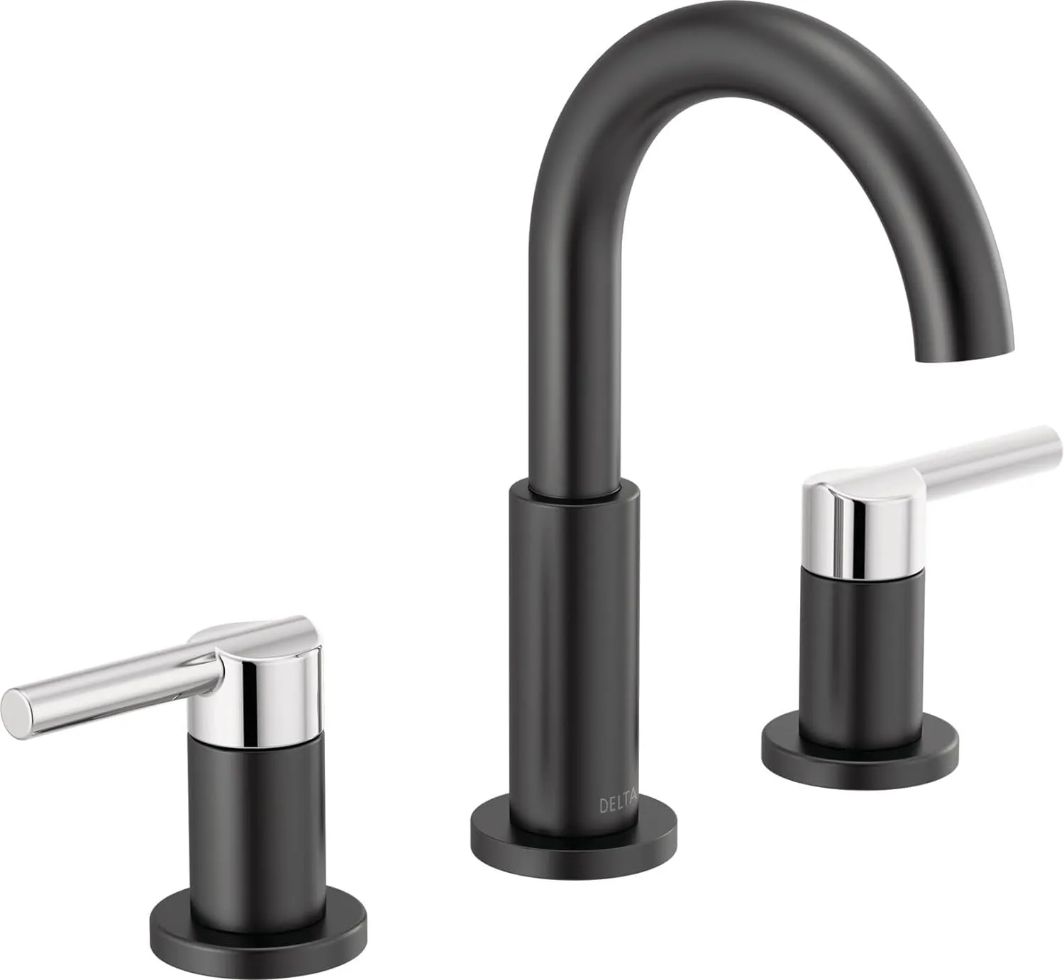 Delta Nicoli Matte Black/Chrome Gold Faucet 3 Hole, 8 Inch Widespread Bathroom Sink Faucet for Vanity, Push-Pop Drain Assembly, Matte Black/Chrome 35749LF-CS