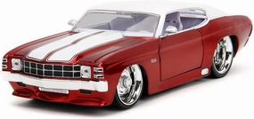 Diecast Model Car Compatible for Jada Bigtime Muscle 1971 Chevy Chevelle SS Diecast Car, 1:24 Scale, Red with White Top and Stripes 35020