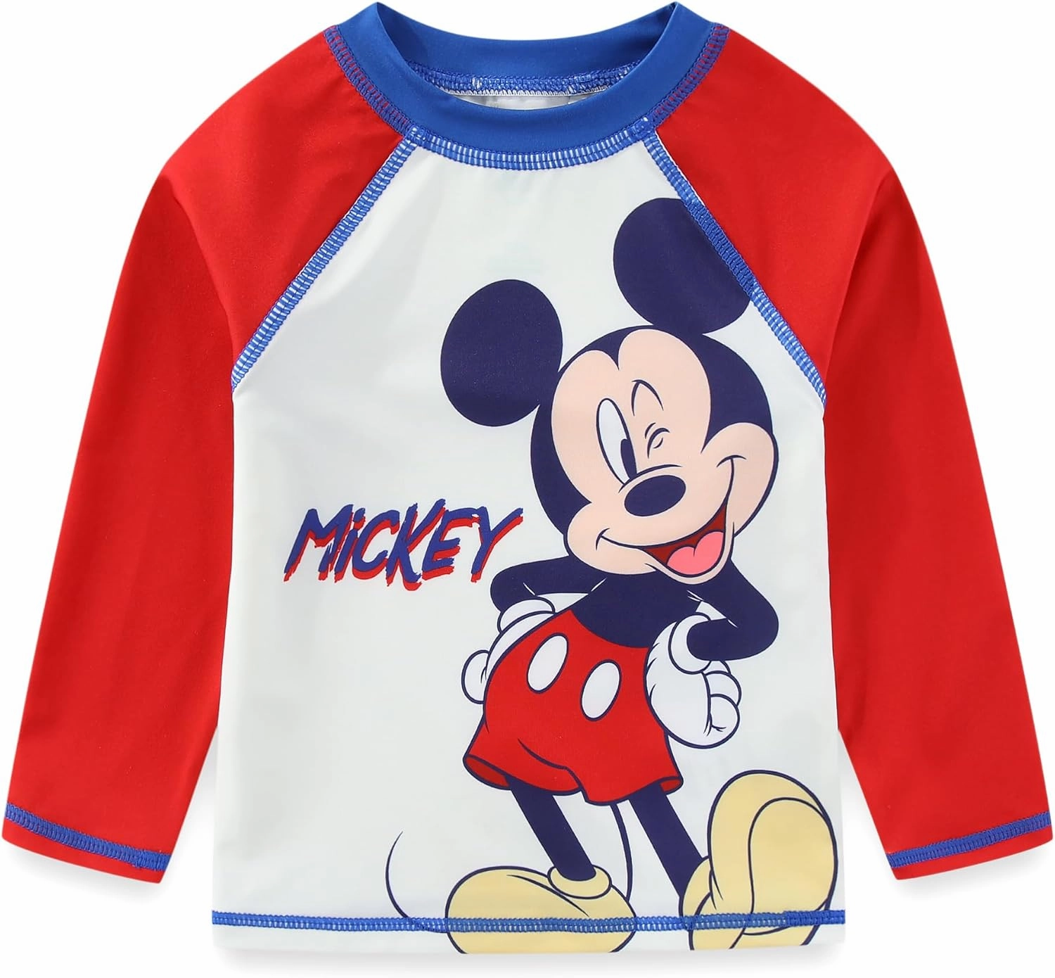Disney Mickey Mouse Baby Boys UPF 50  Rash Guard, Swim Trunks and Sun Hat with Ears 3 Piece Bathing Suit Set for Infants
