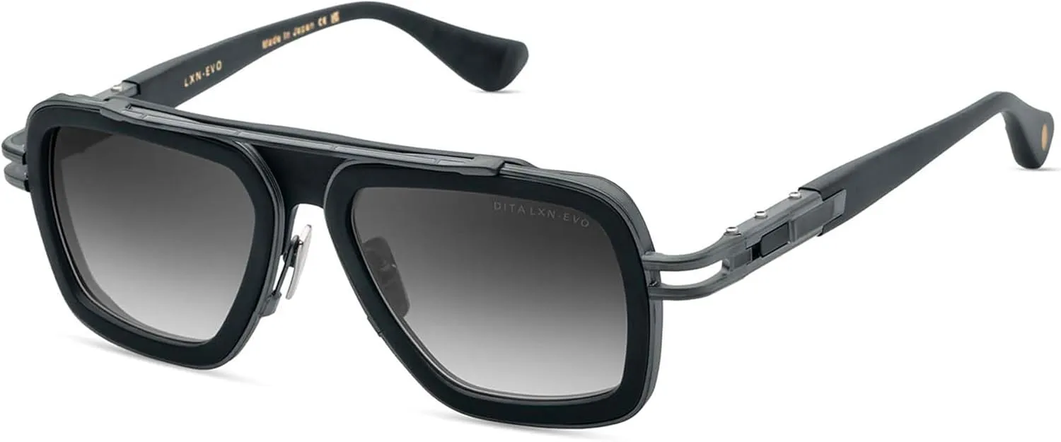 Dita LXN-EVO DT DTS403 A-05 Matte Black/Black Iron Metal Navigator Sunglasses Grey Gradient Lens
