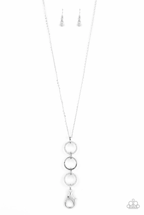 DIVA IN DIAMONDS - WHITE 3 CIRCLES WHITE RHINESTONES LANYARD NECKLACE