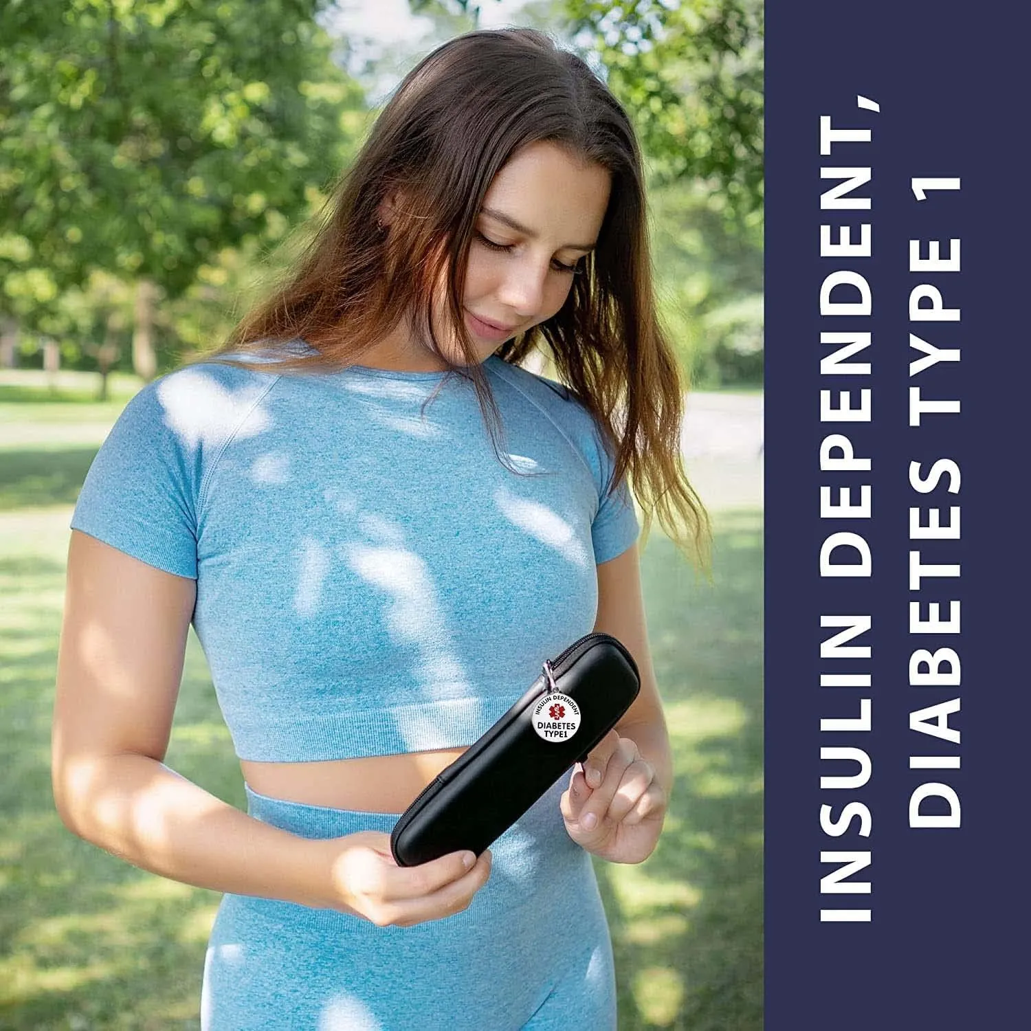 Divoti Insulin Dependent T1D Bag Tag 1.25" - with Quick Clip | Pre-Engraved PVD Rose Gold Dual-Sided | Bold Lettering