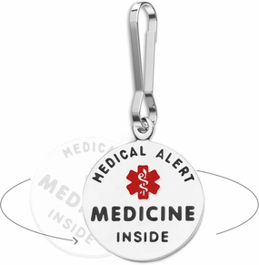 Divoti Medicine Inside Bag Tag 1.25" - with Zipper Pull | Pre-Engraved Stainless Steel Dual-Sided | Bold Lettering