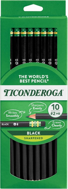 Dixon Ticonderoga Wood-Cased #2 Pencils, Pre-Sharpened, Pack of 60, Black (13915) (60)