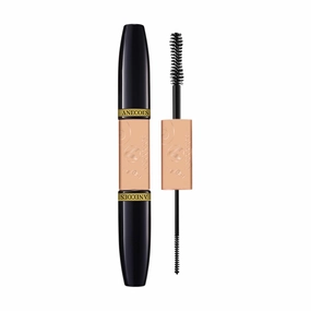 Double Ended Mascara Volumizing and lengthening Formula Mascara Black Waterproof for All-Day Wear Fiber Mascara Eyelashes Makeup Tool 2 in 1