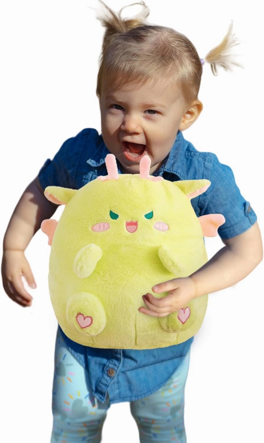 Dragon Stuffed Animal Plush Toy - Chubby & Adorable Plushie Bolster Doll for Kids - Accompanied Sleeping Ragdoll for Children (Green,Large-23 inch)
