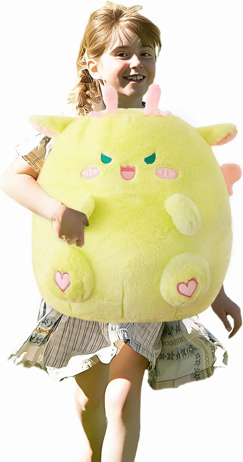 Dragon Stuffed Animal Plush Toy - Chubby & Adorable Plushie Bolster Doll for Kids - Accompanied Sleeping Ragdoll for Children (Green,Large-23 inch)