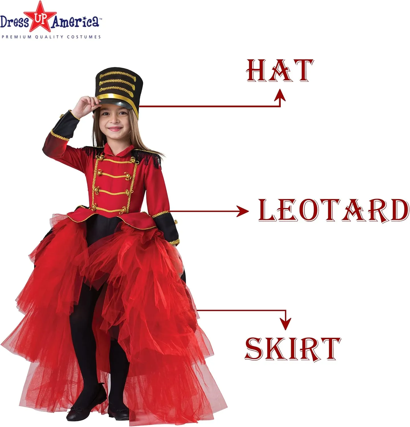 Dress Up America Band Majorette Costume - Nutcracker Costume for Girls - Toy Soldier Uniform Dress Up for Kids