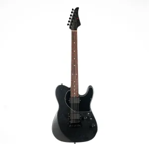 EART TL-281 6 String Solid-Body Electric Guitar-Full Size Roasted Maple Neck Active Humbucker Fixed Bridge Heavy Metal Electric Guitars for Rock,Heavy Meta,Right Hand,Black