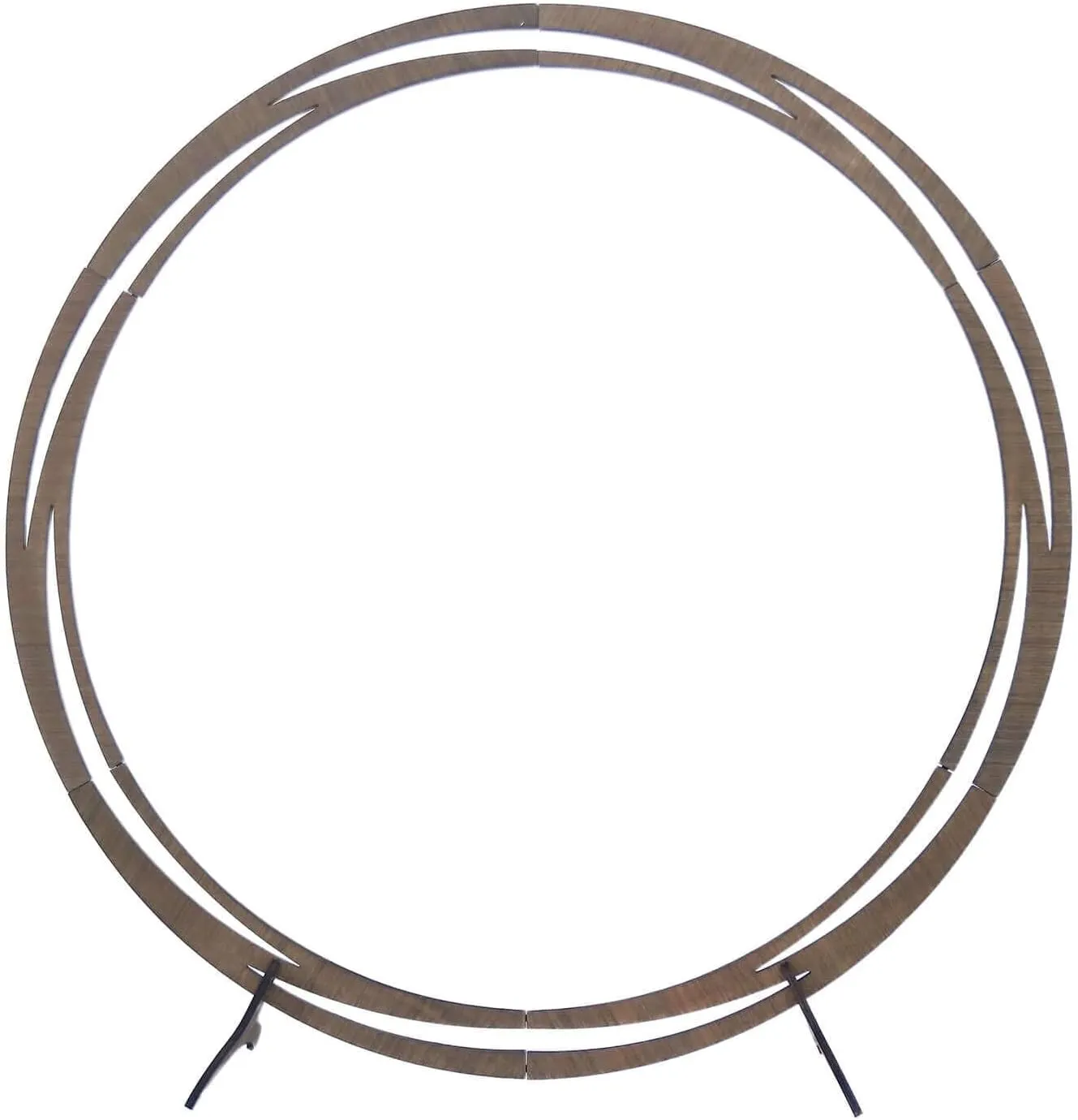 Efavormart 8ft Natural Brown Wood DIY Round Wedding Arch Backdrop Stand, Rustic Photo Backdrop Stand