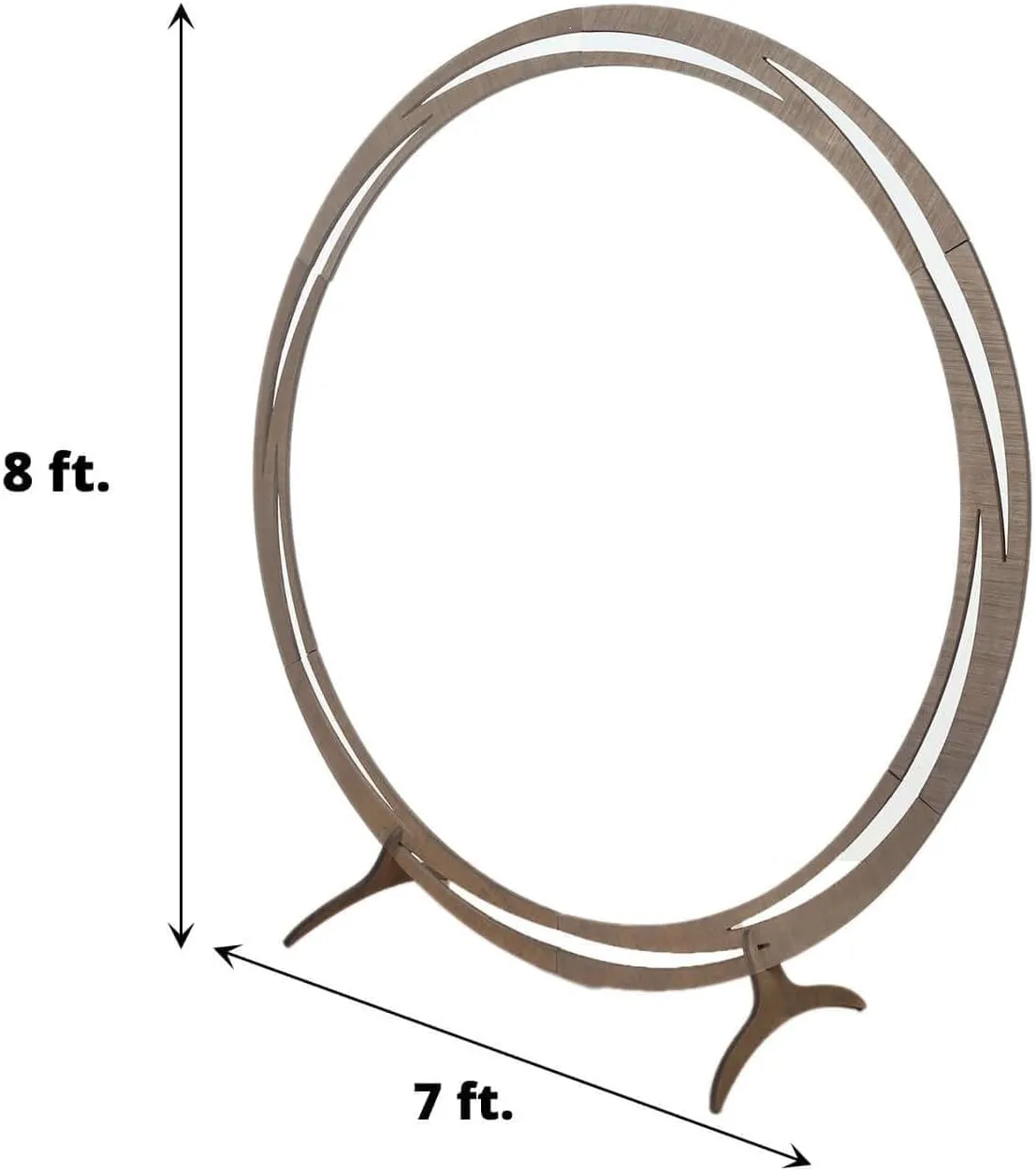 Efavormart 8ft Natural Brown Wood DIY Round Wedding Arch Backdrop Stand, Rustic Photo Backdrop Stand