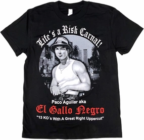 El Gallo Negro T Shirt,Life's a Risk Carnal Design, Black Graphic T Shirt