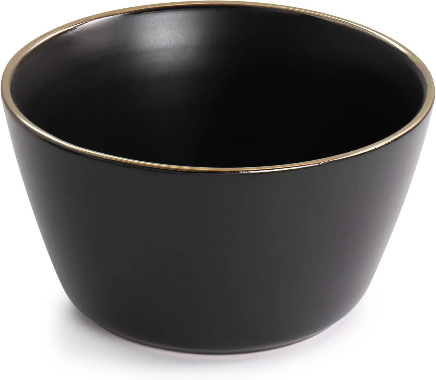 Elama Paul 16 Piece Stoneware Dinnerware Set in Matt Black with Gold Rim, Matte Black, 16 Piece Set (Arthur Paul Louis Set)
