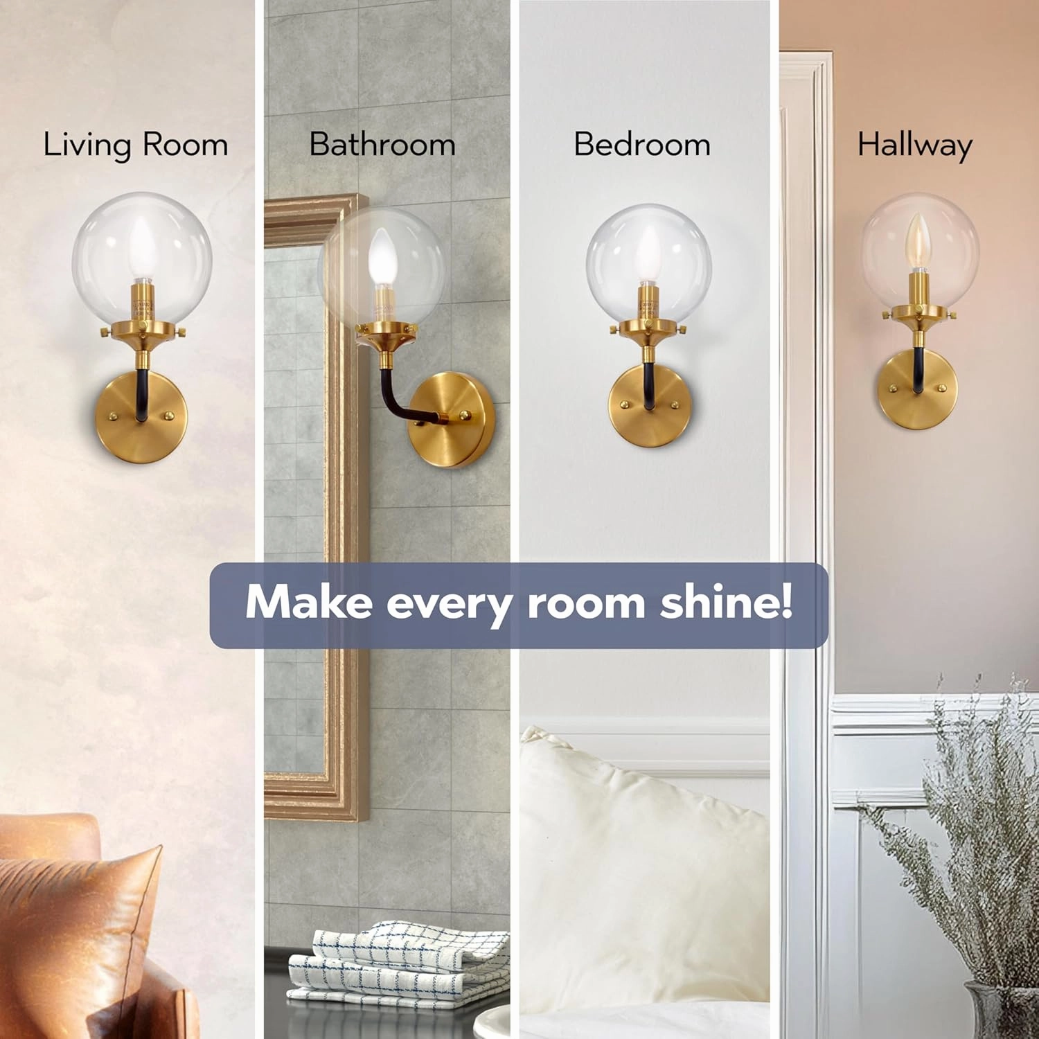 Elk Home Boudreaux 1-Light Sconce - in Antique Gold Finish, with Clear Glass, Modern/Contemporary Style…