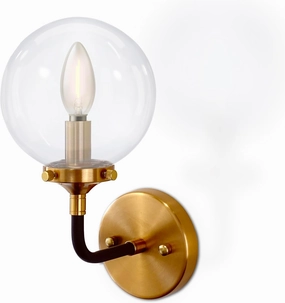 Elk Home Boudreaux 1-Light Sconce - in Antique Gold Finish, with Clear Glass, Modern/Contemporary Style…