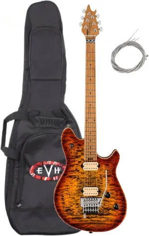 EVH Wolfgang Special QM 6-String Right-Handed Electric Guitar (Tiger Eye Glow) Bundle with EVH Wolfgang Gig Bag (Black, 20 mm) and 6-String Nickel-Plated Strings (Light, .009-.042 Gauge) (3 Items)