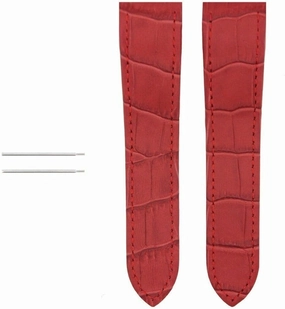 Ewatchparts 24.5mm Leather Watch Band Strap Compatible With Cartier Santos 100 Chrono XL Red Includes Screw