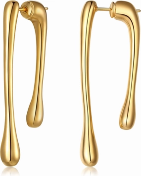 FANZE Gold Dangle Drop Earrings for Women Front Back Earring 925 Sterling Sliver Post Hypoallergenic Trendy Jewelry Gift for Party Prom Wedding Graduation Valentine Chrismas