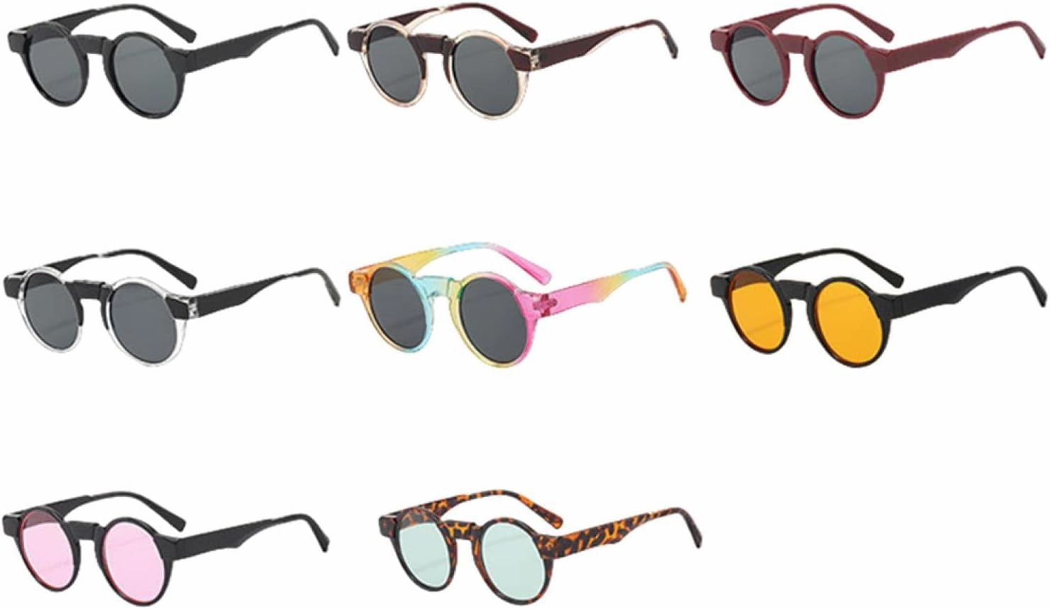 Fashion Round Sunglasses Uv400 Retro Punk Yellow Pink Shades for Women Men Trending Popular Sun Glasses