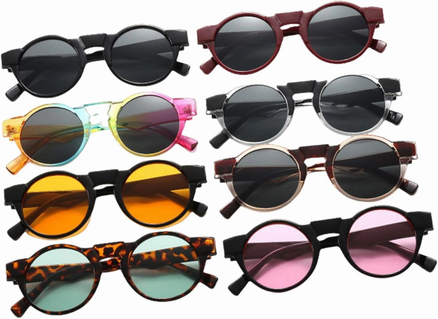 Fashion Round Sunglasses Uv400 Retro Punk Yellow Pink Shades for Women Men Trending Popular Sun Glasses