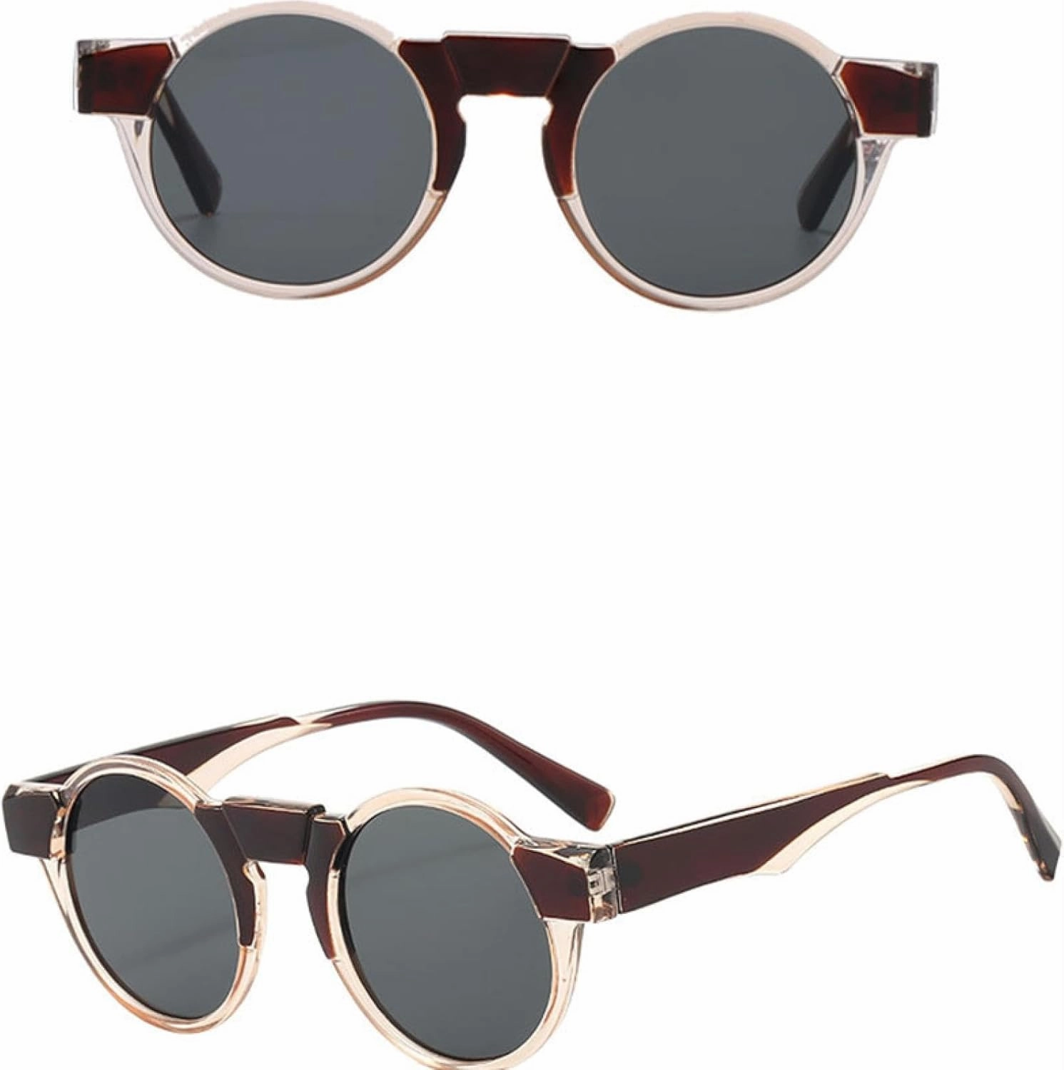Fashion Round Sunglasses Uv400 Retro Punk Yellow Pink Shades for Women Men Trending Popular Sun Glasses