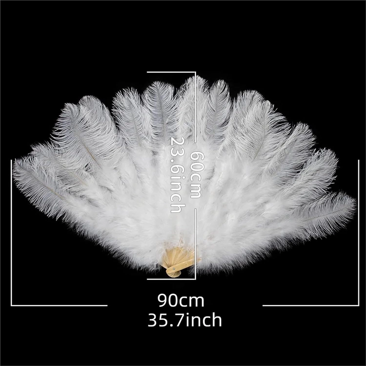 Feather Fan 90CM Ostrich Feathers Fan 13Bone Stage Show Performance Dance Props Plumages Fans Foldable with Crafts Fan Feather(Red,1 Piece)