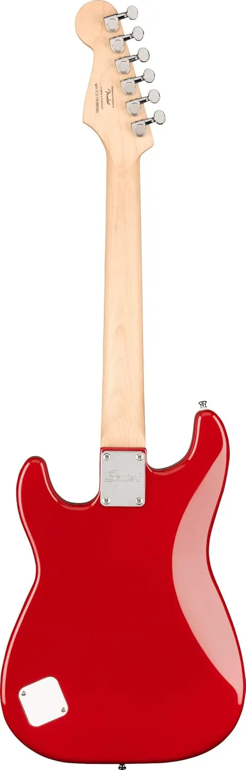 Fender Squier 3/4-Size Kids Mini Strat Electric Guitar - Dakota Red Bundle with Amplifier, Instrument Cable, Tuner, Strap, Picks, Fender Play Online Lessons, and Austin Bazaar Instructional DVD